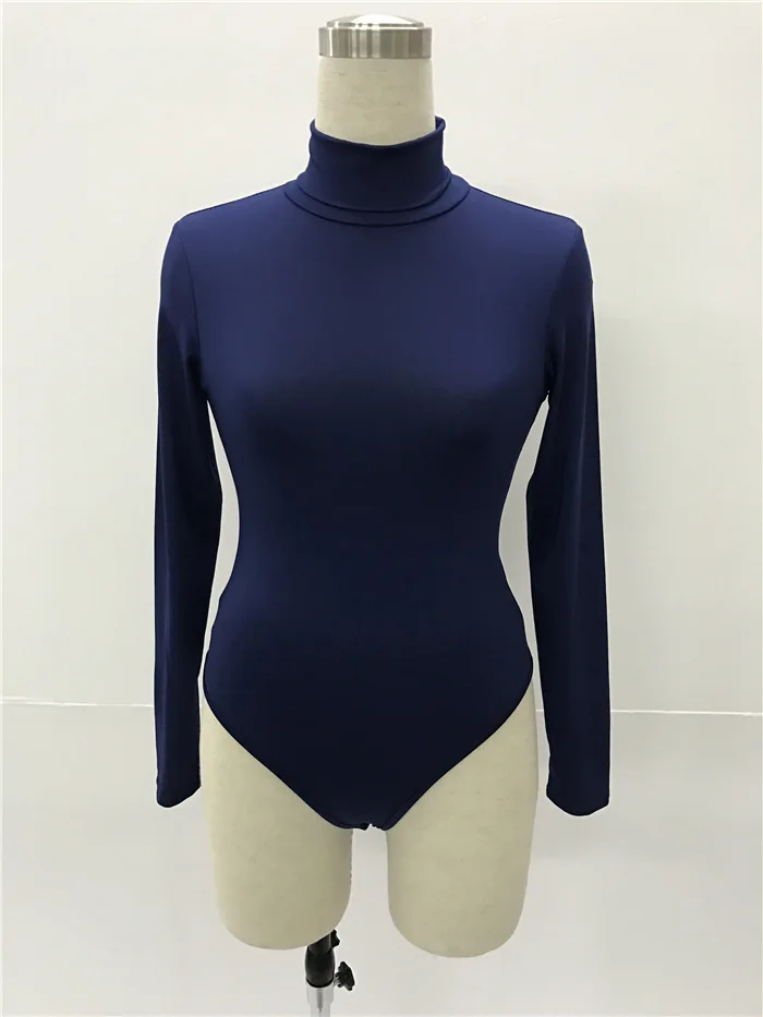 Turtleneck Long Sleeve Women Bodysuits Elastic Slim Elegant Femme Jumpsuits High Waist Autumn Winter Clothing Female 12 Colors