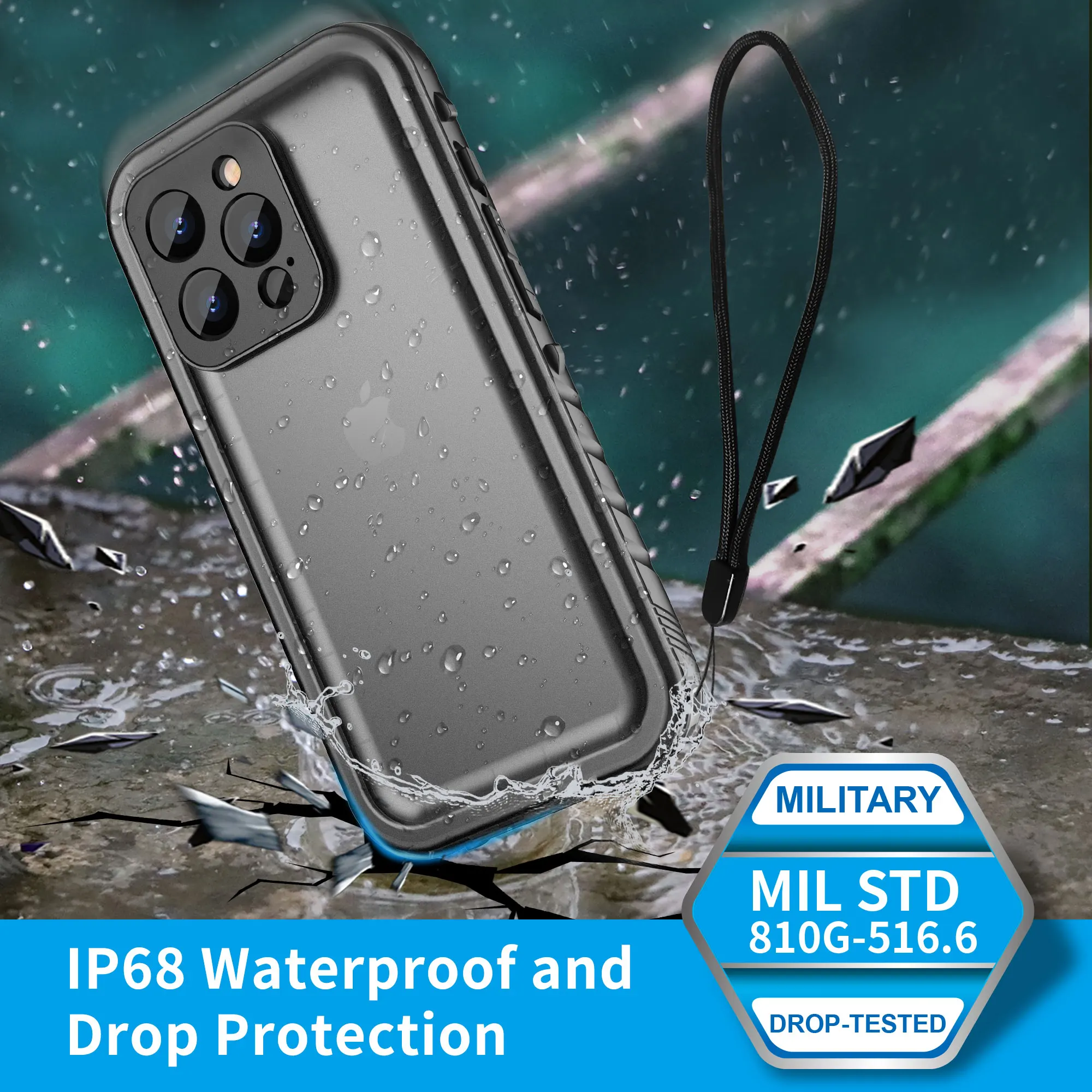 Waterproof Full-Body Swimming Diving Case with Screen and Camera Protection and Strap