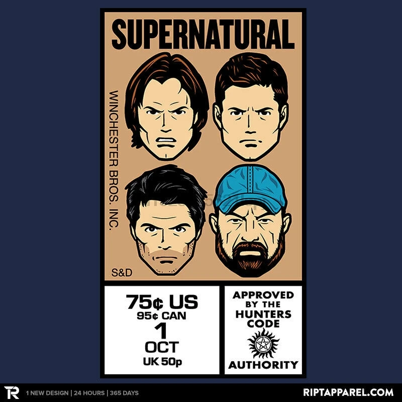 

SUPERNATURAL Sam Dean Winchester Bobby Castiel Hunters Brothers Men T-Shirt M 2X