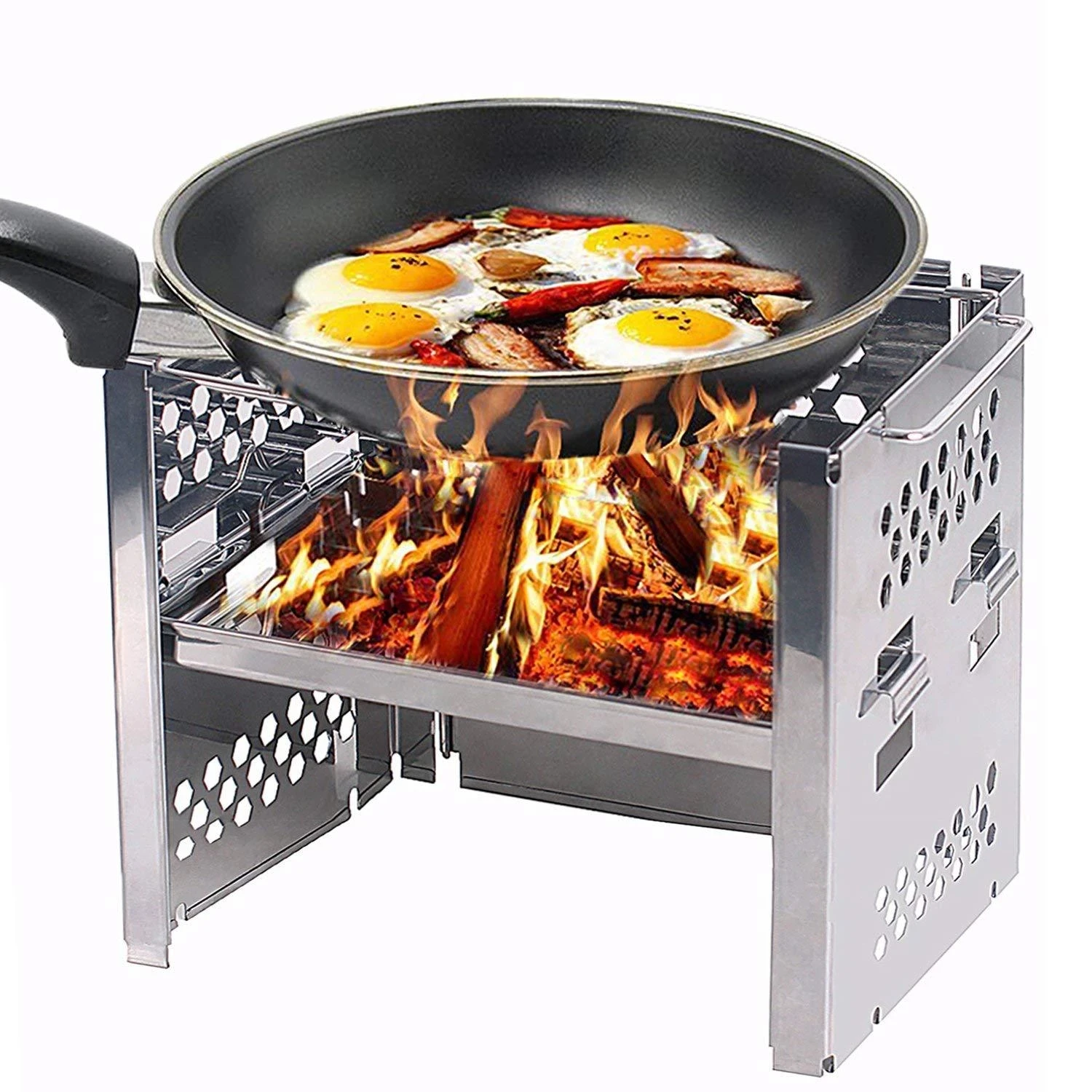 Portable Camping Folding Stove Outdoor Barbecue BBQ Stainless Steel Grill With Non-stick Picnic | Дом и сад