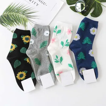 

Jacquard/Plants Cute Flowers Pattern Printing Art Socks Women Dandelion/Sunflower Socks Female Soft Calcetines Sokken Streetwear