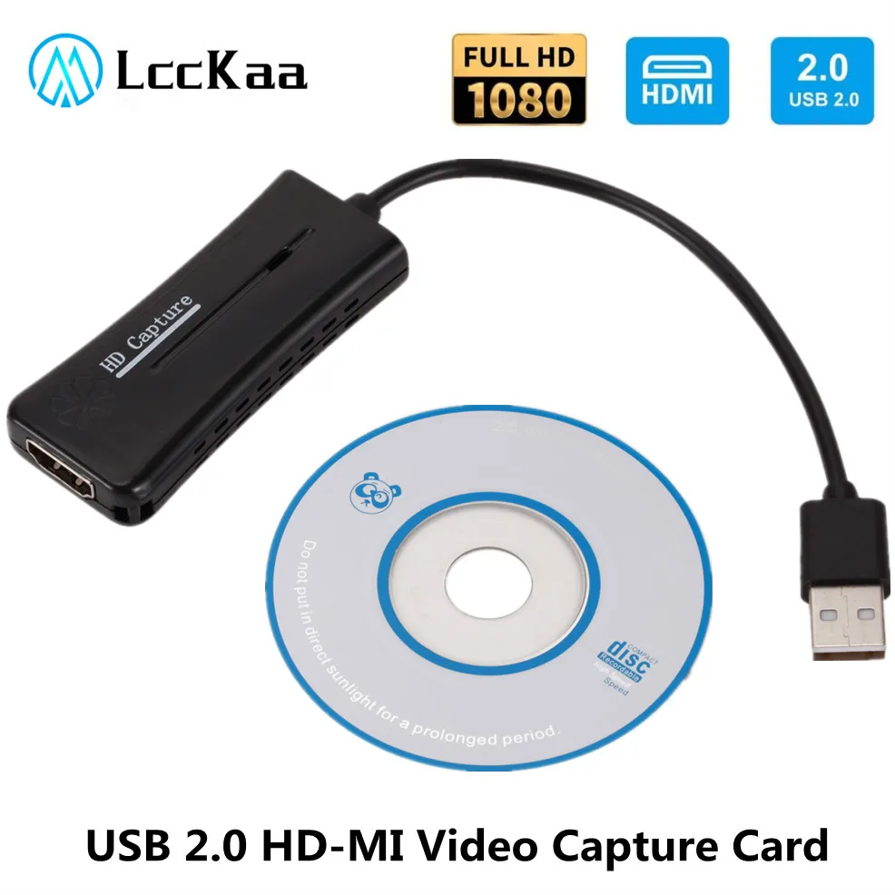 

Карта видеозахвата LccKaa USB 2,0 HDMI, Карта видеозахвата для PS4, игр, дома и офиса, DVD, видеокамера, запись живых трансляций