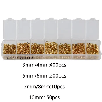 

1450 Pcs Alloy Open Jump Rings Mixed 3mm 4mm 5mm 6mm 7mm 8mm 10mm Split Rings For DIY Jewelry Making Findings