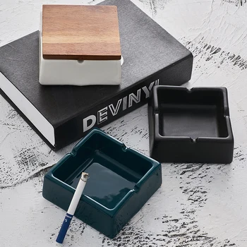

Nordic ceramic ashtray creative home living room with lid ashtray windproof ins personality trend office