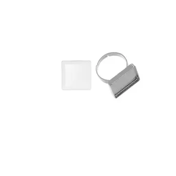 

61633001 square cabochon ring, silver color, 20x20mm Gloria ex