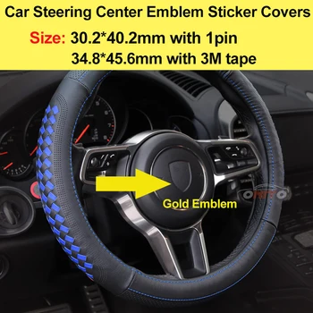 

Car Styling Metal Gold curve/ Flat design Auto Steering Wheel Emblem Sticker Covers 1pin /3M For 911 718 Car Accessory