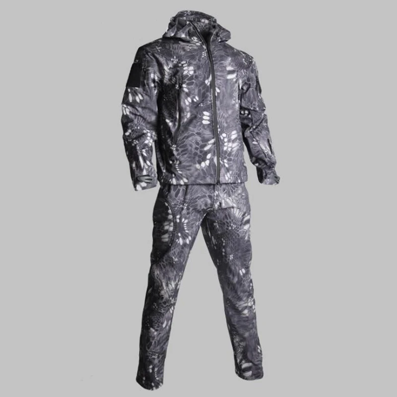 TAD Tactical Softshell Sharkskin охотничья одежда куртка+ брюки Водонепроницаемый Открытый Кемпинг походные спортивные костюмы 12 цветов - Цвет: 010