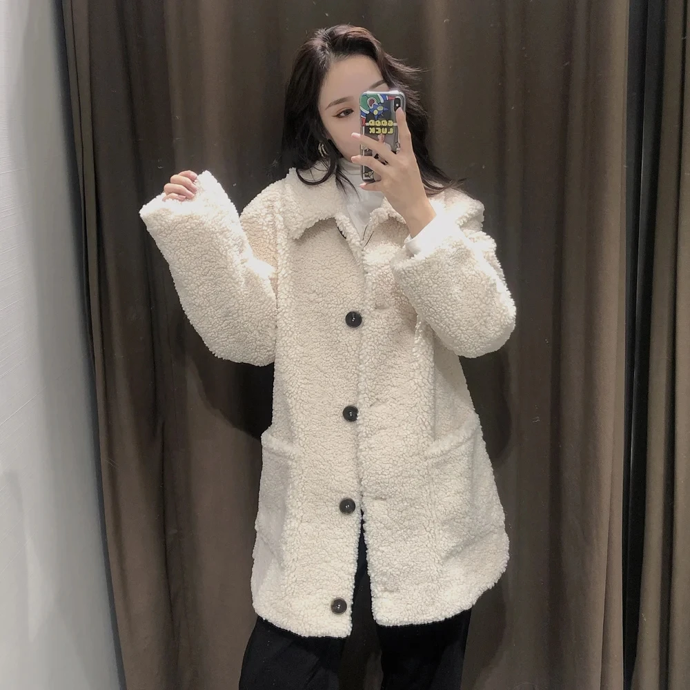 Withered Winter Parka Coat Women England Style Fashion Vintage Solid Fleece Single Breasted Thick Warm Long Coat Women Jacket