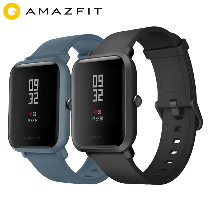 Глобальная версия Amazfit Huami Bip Lite 2 оригинальные xiaomi Смарт часы gps 45 дней батарея глонесс сердечного ритма HUAMI умные часы - Цвет: Blue add Black