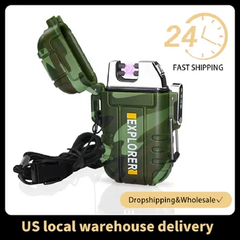 Водонепроницаемая электронная Usb Зажигалка, двойная дуговая плазменная Зажигалка для сигарет, походная зажигалка, турбо зажигалка для мужч...