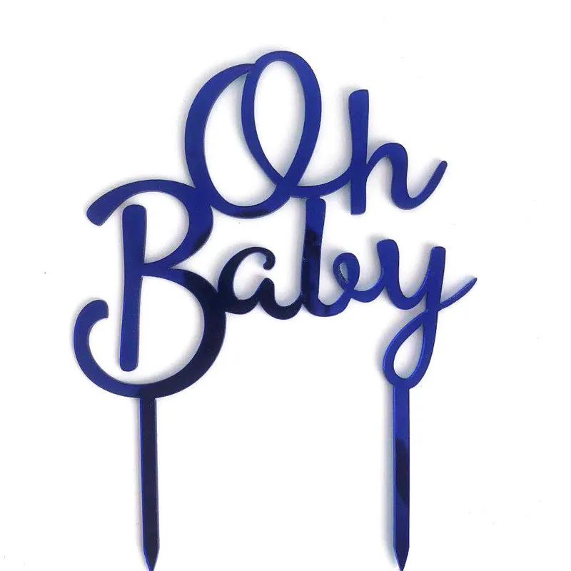 Oh Baby акриловые Топпер для торта «С Днем Рождения» для девочек и мальчиков Детские вечерние украшения кекс топперы материалы для украшения тортов - Цвет: Синий