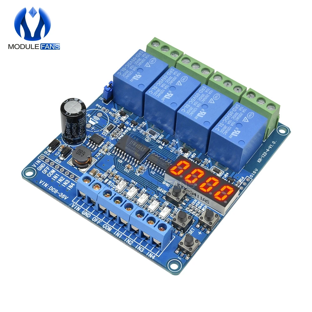 

12 Wire Multi-function Industrial Grade 4CH 4 Channel CH Four Way Relay Module Wide Voltage Supply Module with Optocoupler