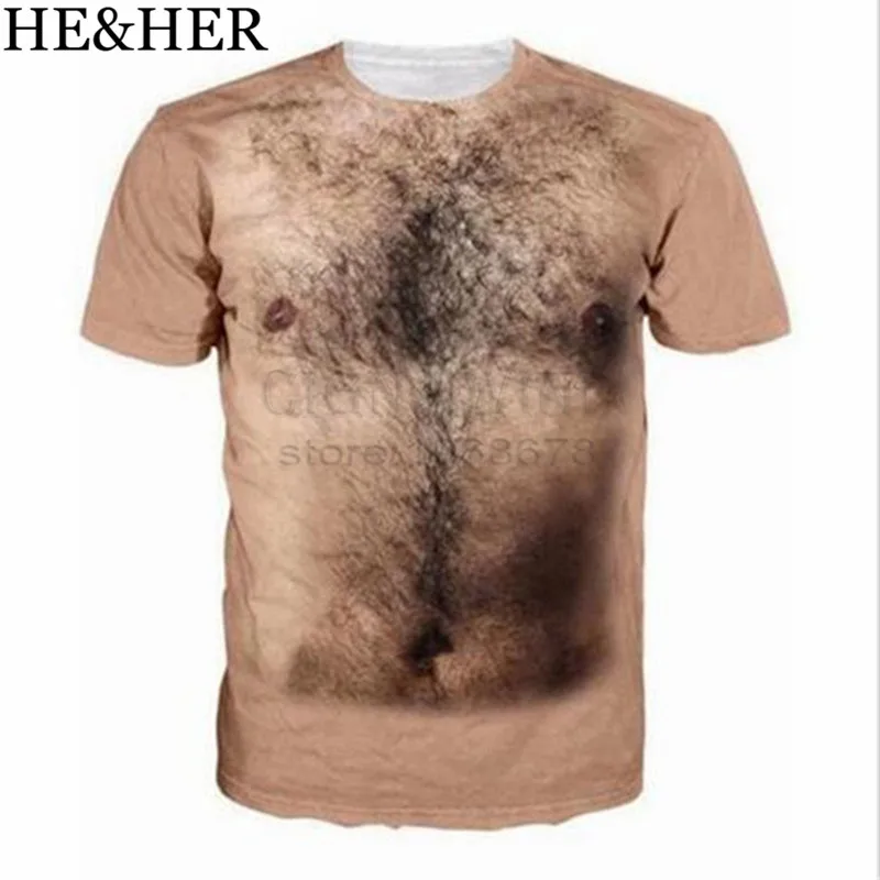 

New funny Hairy Chest t shirt men/women 3D printed t-shirts Short sleeve Harajuku style tshirt streetwear unisex tops