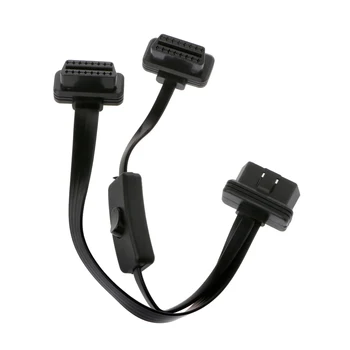 

Hot Selling 16 Pin OBD2 Y Splitter with Switch Male To Double Female 2 in 1 Extension Cable