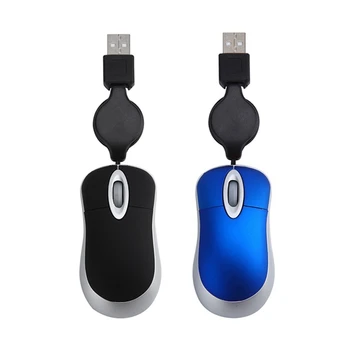 

2PCS Mini USB Wired Mouse Retractable Cable Tiny Small Mouse 1600 DPI Optical Compact Travel Mice for Windows XP Vista