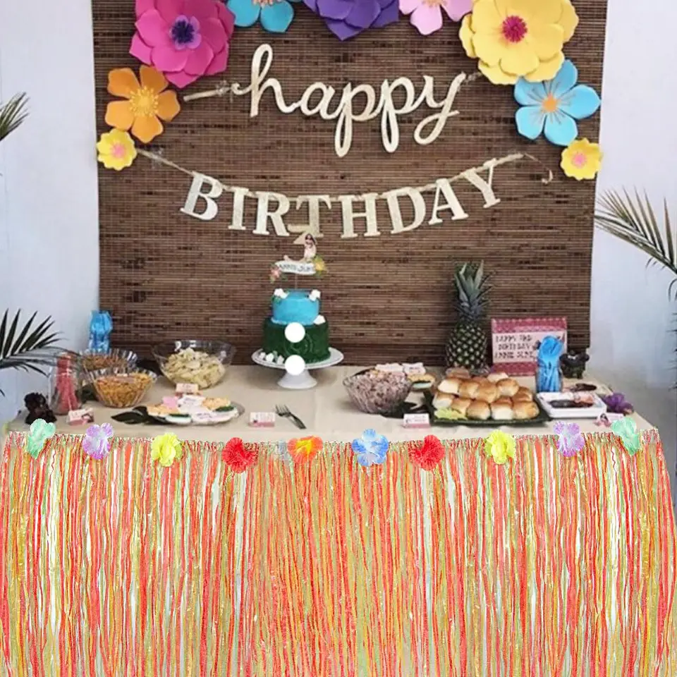 Hawaiian Tropical Party Decorations Table Skirt Anniversaire