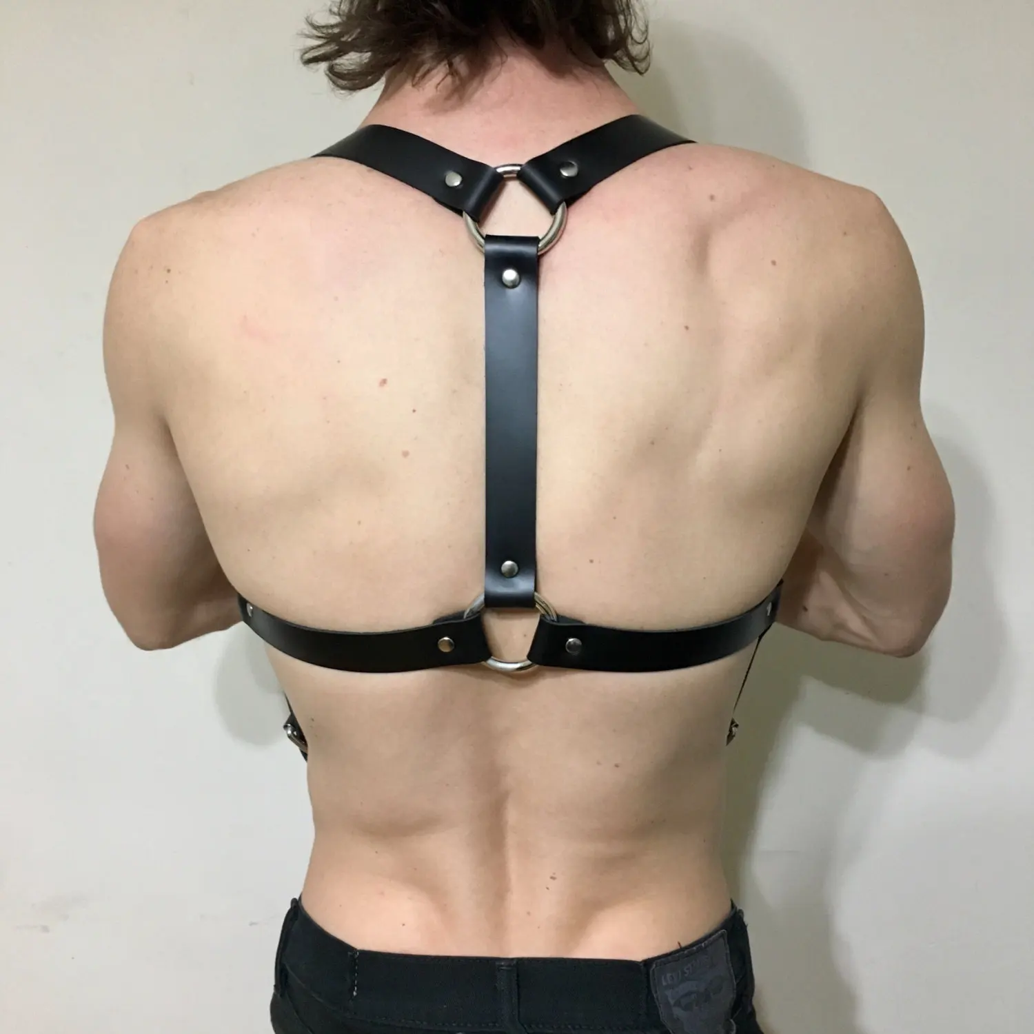 Bondage Mens Faux Leather Body Chest Harness Adjustable Fetish Gay Clothing Straps Sexy Sword Belt Cage Club Rave Crop Top