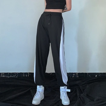 

simple loose Sports trousers women High quality Black white harem pants casual streetwear mujer Basic cargo pants femme