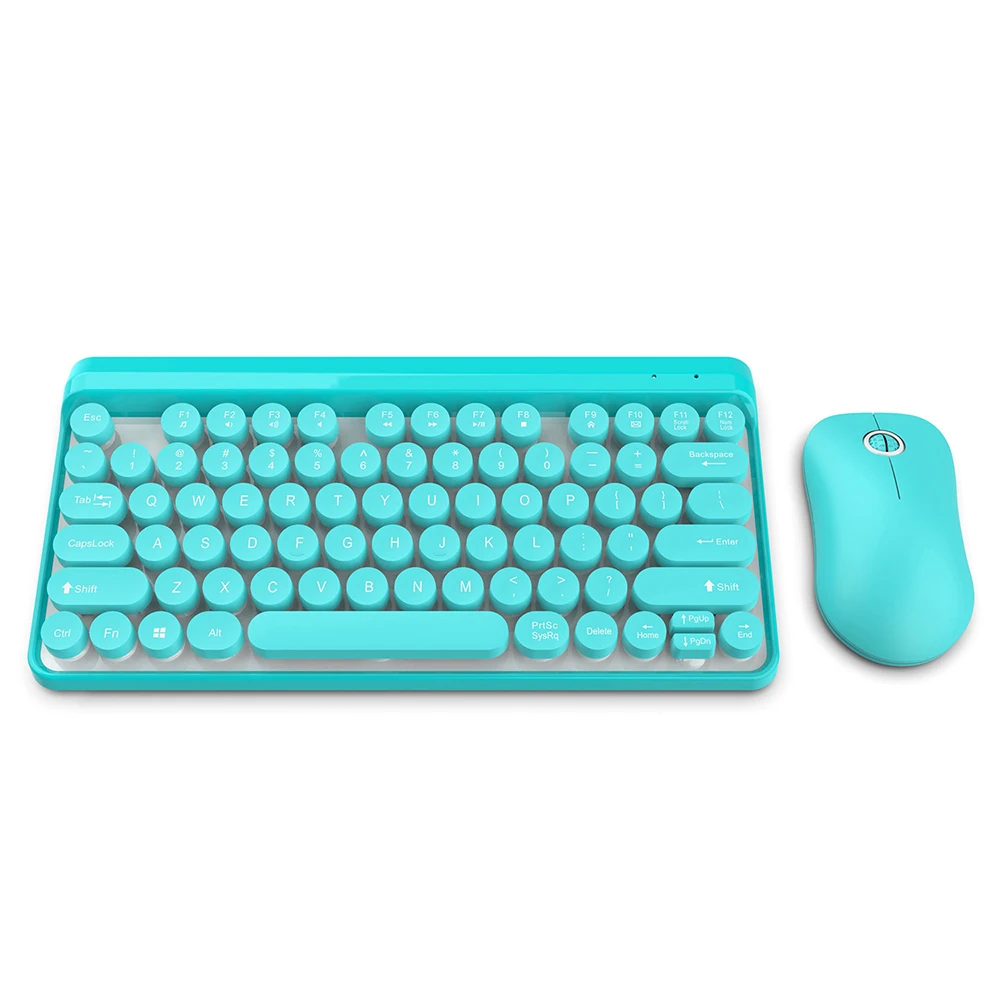 Hxsj K67 оптическая беспроводная клавиатура и мышь комплект 2,4G Беспроводная Ретро круглая подвеска Keycap клавиатура мышь для Android IOS ноутбука - Цвет: Синий