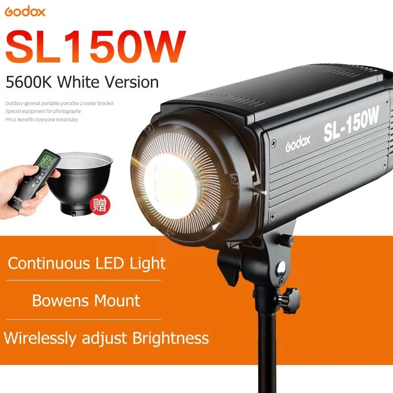 

Godox LED Video Light SL-150W 5600K White Version Video Light Continuous Light Bowens Mount for Studio Video Recording