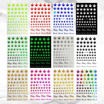 

12pcs of One Set Maple Leaf Nail Paste Stamping Nail Decals 3D Nail Sticker Manicure Nail Art Sticker for Woman Girl (12 Color)