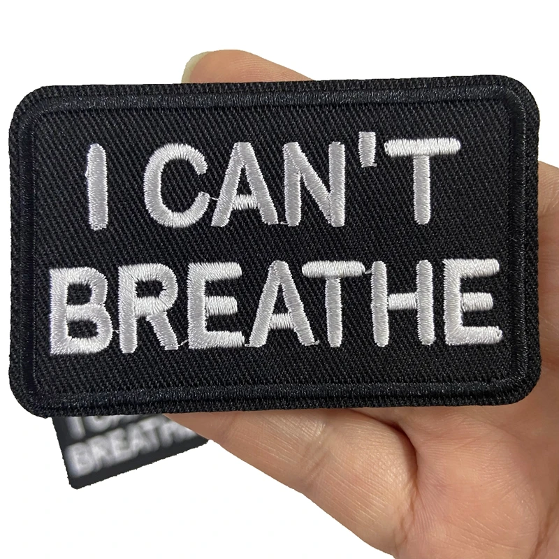 

I CANT BREATHE Black Letters Sticker Badge Iron On Embroidered Patches For DIY Clothing Appliqued