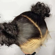 Peluca de cabello humano rizado para mujeres negras, pelo largo 360 Frontal, 150% brasileño, onda profunda, 360, 13x6