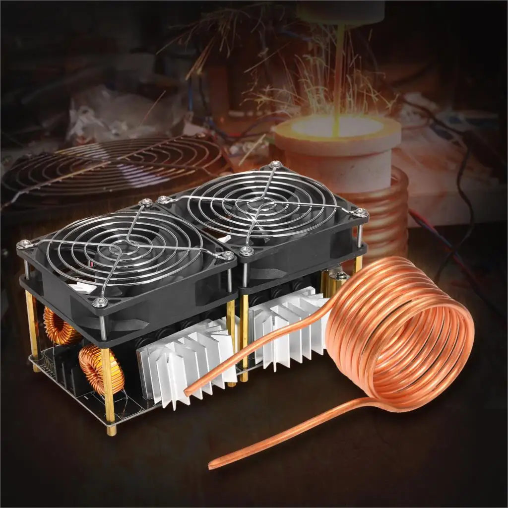 

1800W ZVS DIY Induction Heater Induction Heating PCB Board Flyback Driver Heater with Stable High Frequency Tesla Coil and Fan