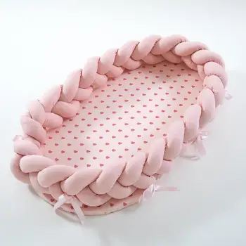 

Cotton woven folding portable crib bed bionic removable and washable hand fence three-dimensional protective crib
