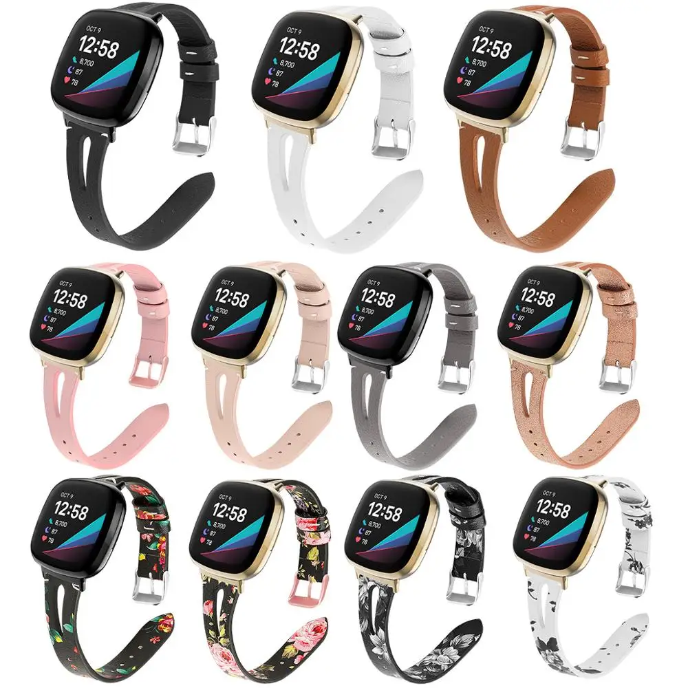 

Leather Watchband for Fitbit Versa 3 Bracelet Wristband Replacement Women Men wrist strap for Fitbit Versa 2 / sense Accessories