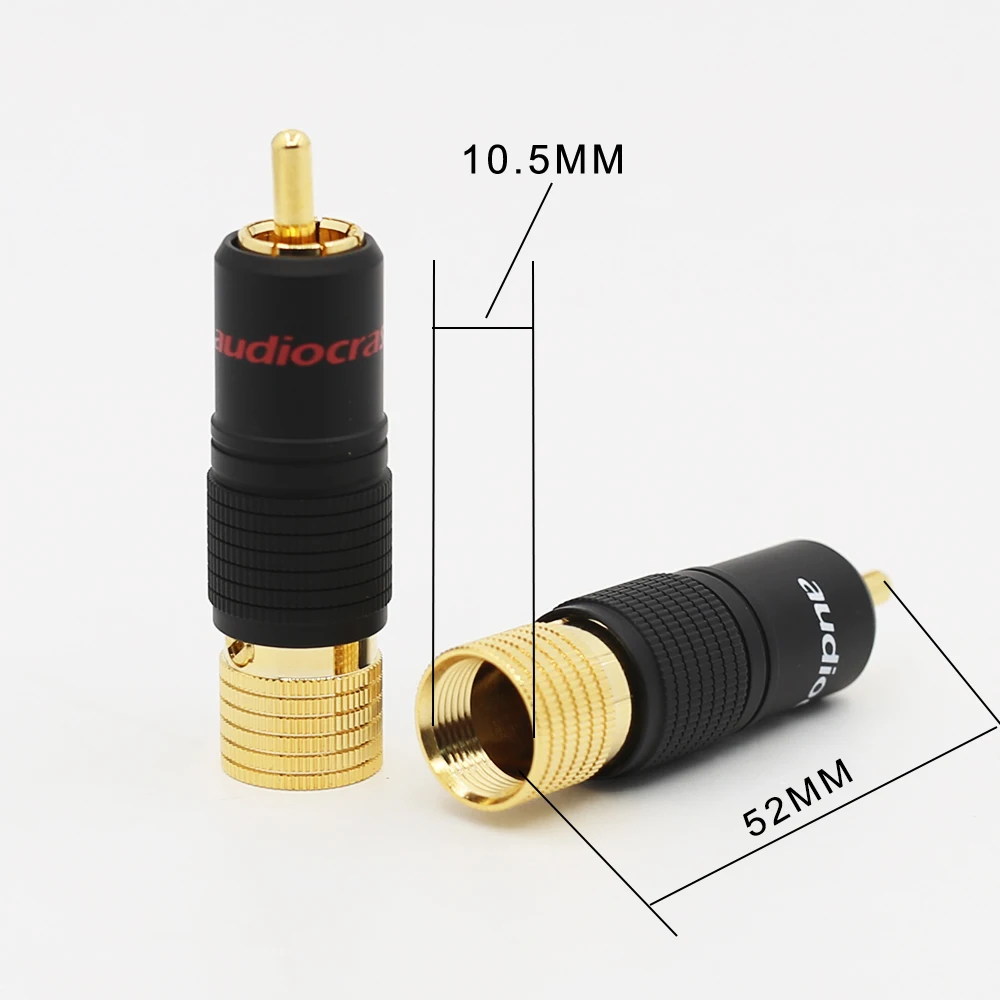 

Audiocrast 24K Gold Plated Screw Locking RCA Plug Audio Cable Speaker Connector Lockable adjustable