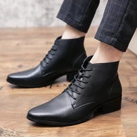 Elegant Elevator Shoes Men Chelsea Boots Genuine Leather Zipper High Heel Men Boots British Formal Business Boots Spring Winter