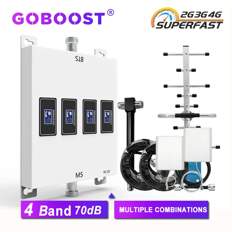 Усилитель 4-полосного сигнала GOBOOST GSM 2G 3G 850 900 LTE 700 800 1800 1700 1900 2600 повторитель