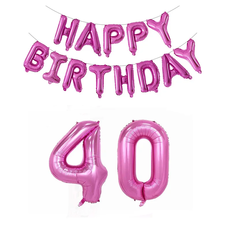 pink 40 set 1 компл. Шар цвета розового золота 18 21 30 40 50 1" с днем рождения БУКВЕННОЕ украшение Взрослый День Рождения Вечеринка 30/40 дюймов номер Фольга шар - Цвет: pink 40 set