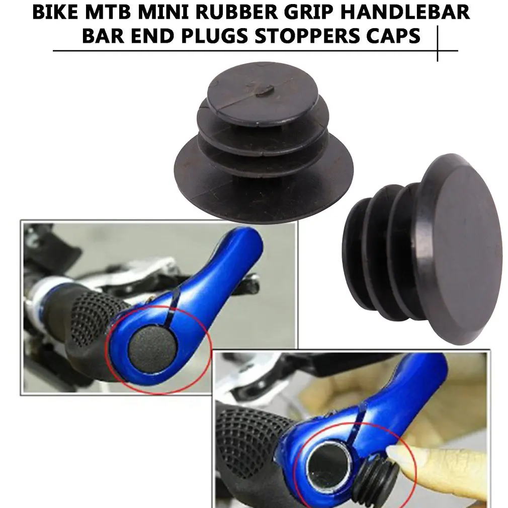 1 Pair Bike MTB Mini Rubber Grip Handlebar Bar End Plugs Stoppers Caps