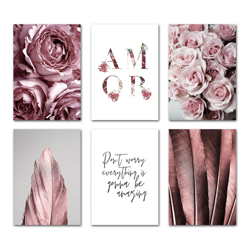 Scandinavian-Fashion-Poster-Rose-Flower-Feather-Nordic-Style-Wall-Art-Canvas-Print-Painting-Modern-Living-Room (9)