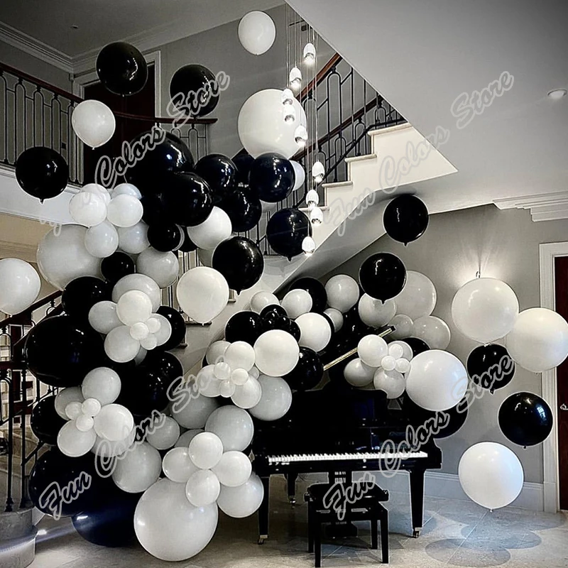 

108pcs Black Pink Memorial Day Party Arch Backdrop Baby Shower Event Celebration White Decoration Birthday Balloon Garland Kits