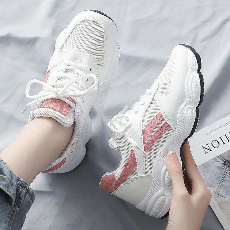 Platform Shoes Women Fashion Sneakers High Qualtiy Air Mesh Classics Brand Design Woman Middle Heels Spring Summer Retro Style | Обувь