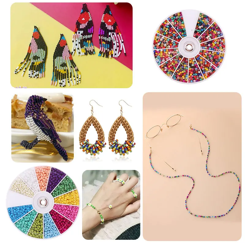 2000pcs/Lot 12Grids Glass Seed Beads Set Charms Jewelry