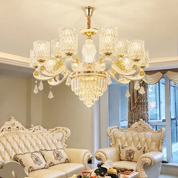 

European-style crystal chandelier modern light luxury living room lamp atmospheric bedroom dining room lamp lighting