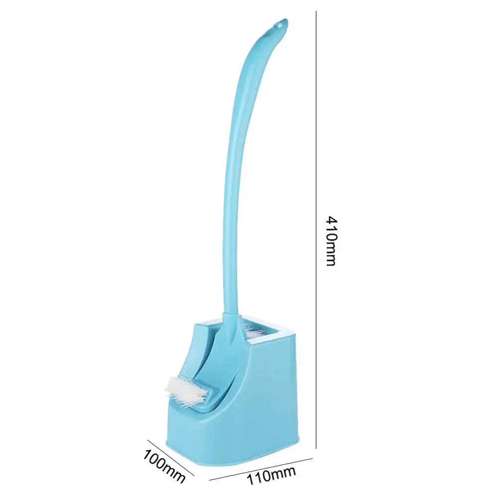 Пластиковая щетка для чистки ванной комнаты с длинной ручкой, двухсторонняя щетка для унитаза с подставкой, креативный бытовой инструмент для чистки - Цвет: Blue