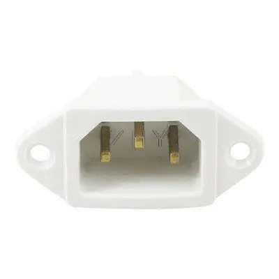 

250V 10A 3 Pins White Shell C14 Male Plug Power Inlet Socket Adapter