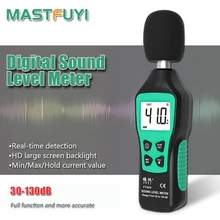 Mastfuyi fy826 decibel medidor de ruído instrumento de medição db medidor nível som modo max/min com luz de fundo lcd