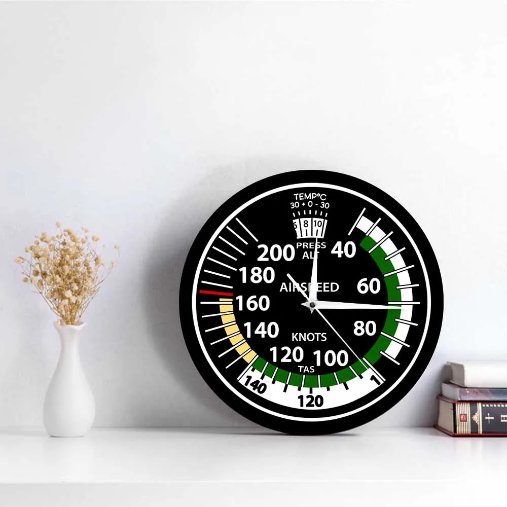 Airspeed Indicator Wall Clock For Pilot Home Décor Airplane Instrument Silent Swept Clock Aviator Mancave Artwork Timepieces 3