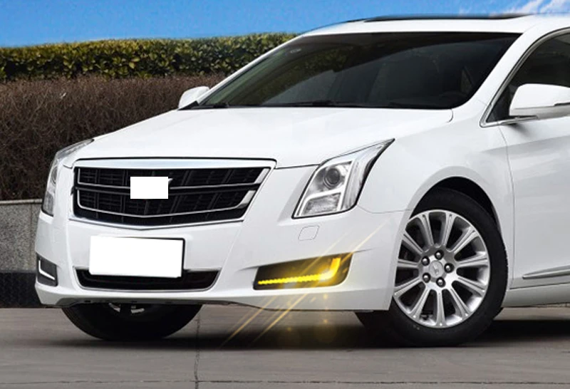 2 шт. для Cadillac XTS- Светодиодный дневной ходовой светильник DRL Автомобильная противотуманная фара 6000 К белый светильник желтый светильник