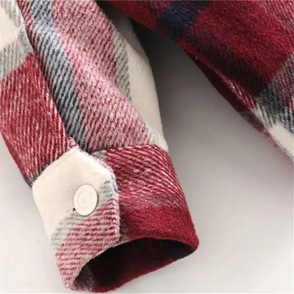 Женское клетчатое пальто Za рубашка из смешанной ткани с отложным воротником