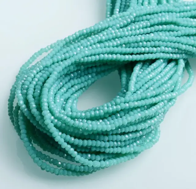 1mm/150-160pcs/strand  2mm/180-190pcs/strand Crystal Rondell Faceted Glass Beads Small Beads Sead Beads for Jewelry Making Diy 5 lake blue