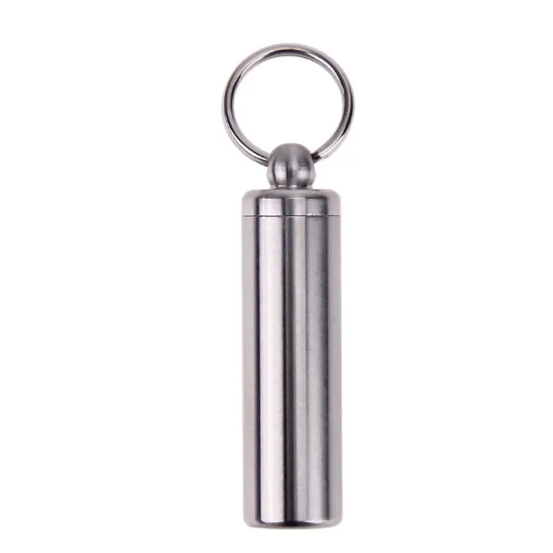 

Survival Waterproof Pills Box Container Aluminum Medicine Bottle Keychain