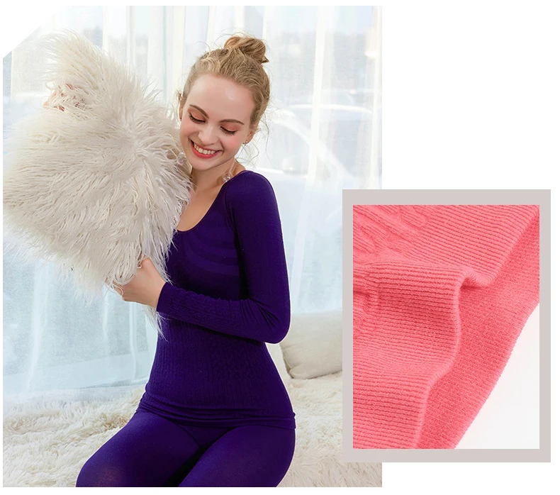 Queenral Thermal Underwear Women For Winter Long Johns Female Underwear Suit Thick  Breathable Warm Clothing Thermal Underwears 133