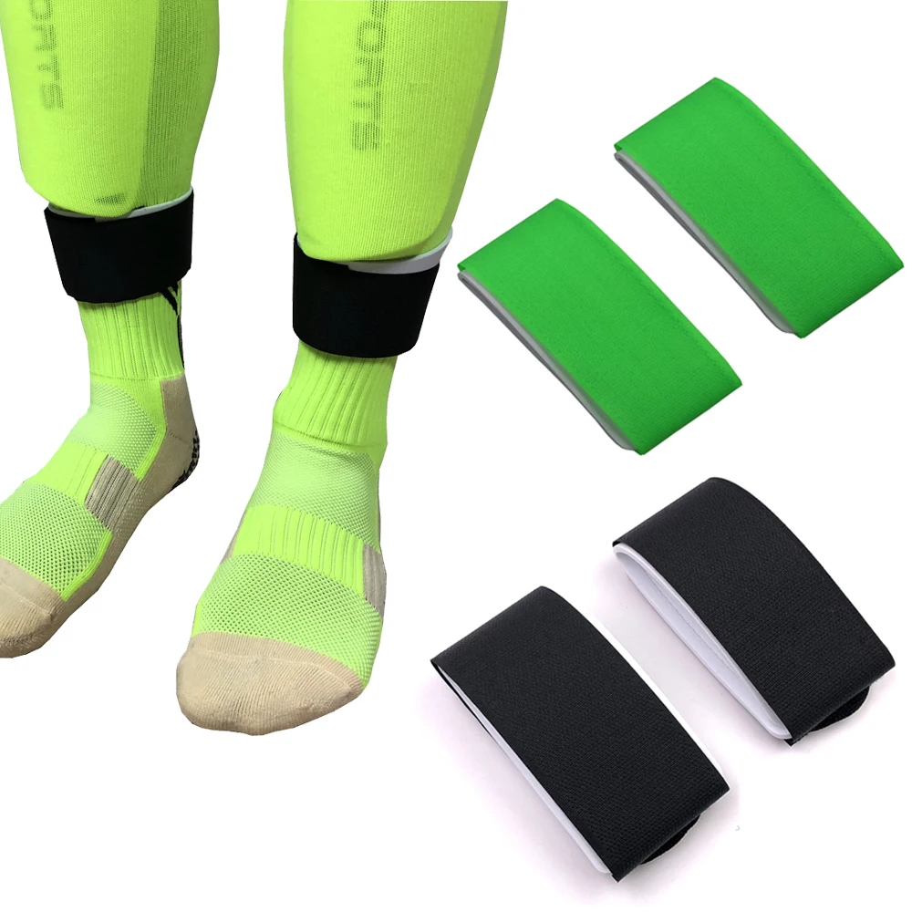 1 Pair High Quantity Fixed Leg Sports Protective Gear Belt Soccer Socks Leggings Guards Guardian Calf Fixing Strap Black White